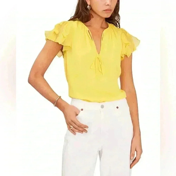 1.State Women’s L Tie Neck Short Flutter Sleeve Blouse in Raspberry Rose - NWT!! - Picture 12 of 12